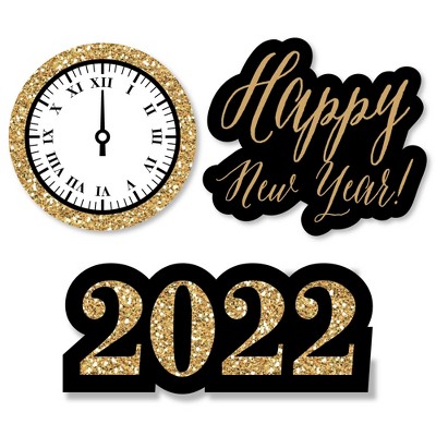 Big Dot of Happiness New Year's Eve - Gold - DIY Shaped 2022 New Years Eve Party Cut-Outs - 24 Count