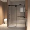 Zeus & Ruta Frameless Sliding Shower Door with 5/16" Clear Tempered Glass, Matte Black Stainless Steel - 4 of 4