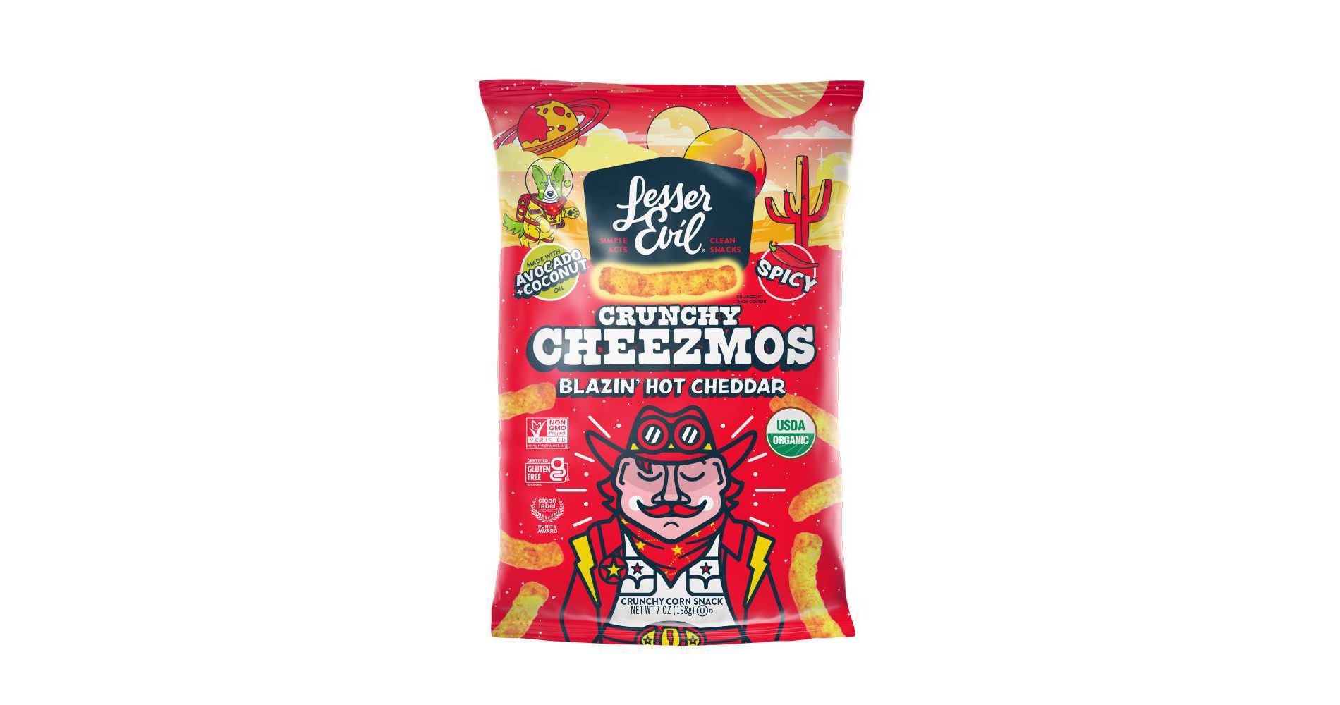 LesserEvil Cheezmos Blazin' Hot Cheddar Chips - 7oz