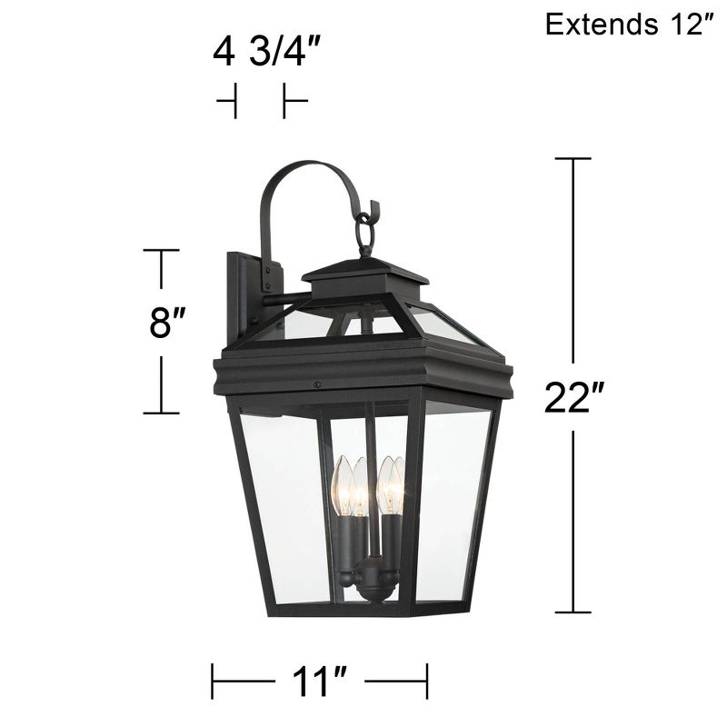 John Timberland Stratton Street Mission Outdoor Wall Light Fixture Textured Black Lantern 22" Clear Glass for Post Exterior Barn Deck House Porch Yard, 4 of 9