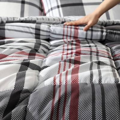 Twin Black Plaid Reversible Down Alternative Comforter Set