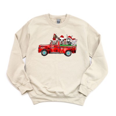 Simply Sage Market Women's Graphic Sweatshirt Farm Animal Christmas Truck