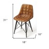 HomeRoots 18" Brown Faux Leather Tufted Side Chair - 3 of 4
