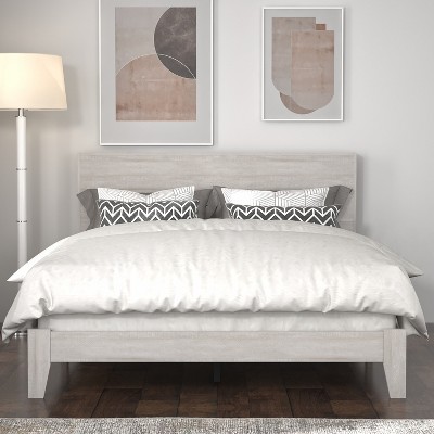 Galano Layton Dusty Gray Oak Wood Frame Queen Platform Bed With ...