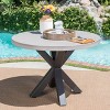 GDFStudio Lowan Outdoor Lightweight Concrete Round Dining Table with Cross Leg - 2 of 4