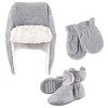 Hudson Baby Unisex Baby and Toddler Trapper Hat, Mitten and Bootie Set, Heather Gray - 2 of 4