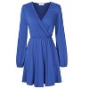 Coolmee Women's Dresses Wrap V-Neck Casual Ruffle Long Sleeve A-Line Mini Dress - 4 of 4