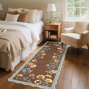 Runner Rugs - Washable Non-Slip Scalloped Low Pile Carpet Hallway Runner for Kitchen Bedside Entryway Laundry Bathroom - 1 of 4