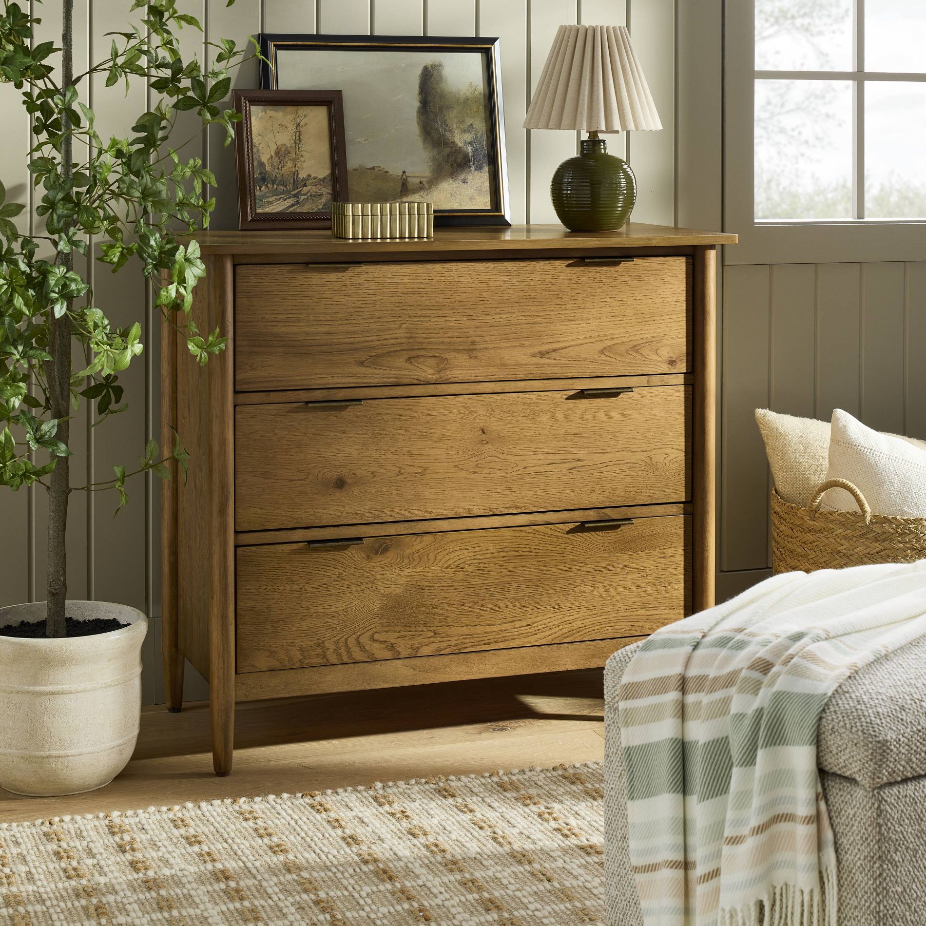 3 Drawer Modern Wood Dresser - Aged Oak - Hearth & Hand™ with Magnolia