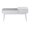 GlasFlength Ottomans and Benches Telephone Contemporary Bench in White Wood and Gray Fabric with Pull Out Drawer for Living Room, Gray, 45"*18"*9" - 4 of 4