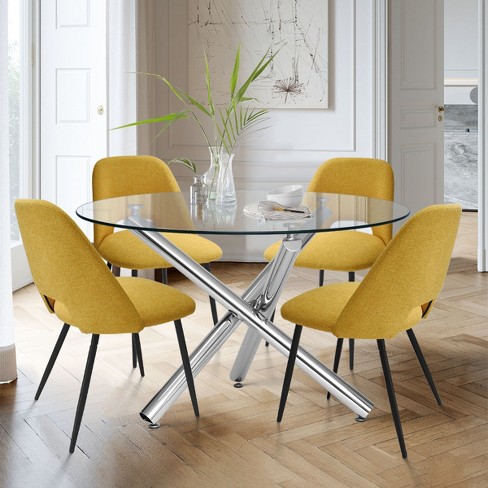 Dining table yellow discount chairs