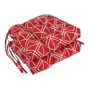 Blazing Needles, 16-inch Spun Polyester Outdoor U-shaped Tufted Chair Cushions (Set of 2) - 1 of 2