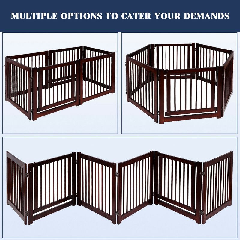 Costway Folding Free Standing 3 Panel Wood Pet Dog Safety Fence, 4 of 11