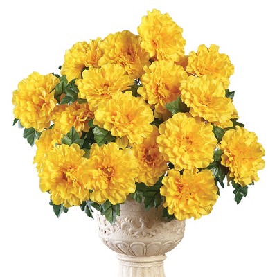 Collections Etc Artificial Multicolor Zinnia Bushes Stakes - Set of 3
