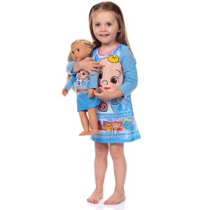 Seven Times Six CoComelon Toddler Girls JJ Character Nightgown With Matching doll Gown Blue - 1 of 4