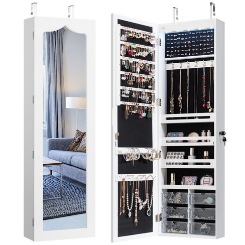 Wall mounted jewelry on sale cabinet with mirror