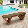 Fortune Candy 62.8" Solid Fir Wood Patio Bench - Weatherproof Cushion & Wood Varnish Coating for Outdoor (Brown) - 3 of 4