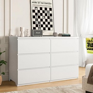 RISOKEYS 6 Drawer Storage Cabinet,Dresser - Wood Storage Tower with Large Capacity for Bedroom,Living Room,Hallway - for Families,Small Spaces - 1 of 4