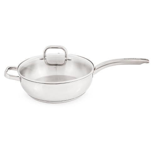 Berghoff Belly Shape 18/10 Stainless Steel 9.5 Deep Skillet With Glass Lid  3.2qt. : Target