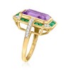 Ross-Simons 7.00 Carat Amethyst, .80 ct. t.w. Emerald and .20 ct. t.w. Diamond Ring in 14kt Yellow Gold - 3 of 4