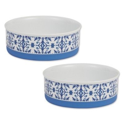 Bone Dry Pet Bowl - Portuguese Tile Medium 6Dx2H Set/2
