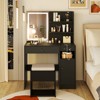 Tangkula Vanity Desk with Mirror & Lights Makeup Dressing Table w/Cushioned Storage Stool & Power Outlets White/Black - 4 of 4