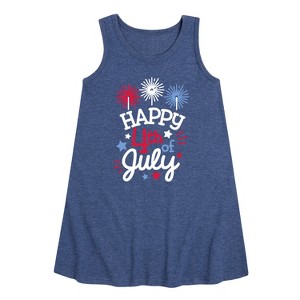 Girls' - Instant Message - Happy 4Th Of July Graphic Sleeveless Aline Dress - 1 of 4