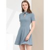 Allegra K Women's Turndown Collared Keyhole Short Sleeve Work Fit and Flare Mini Dress - 2 of 4