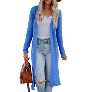 Essential Solid Open Front Maxi Long Knitted Cardigan Sweater for Women - 1 of 2