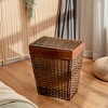 Costway Handwoven Laundry Hamper Foldable w/Removable Liner, Lid & Handles Brown/Grey - image 3 of 4