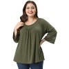 Agnes Orinda Women's Plus Size Plain Cut-Out Gathered Patchwork Long Sleeve T-Shirt - 2 of 4