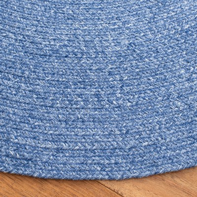 Handmade Blue Braided Round Synthetic Area Rug