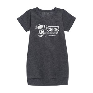 - Peanuts - Dancing Snoopy Graphic Short Sleeve Fleece Dress - 1 of 4