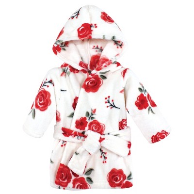 Image of Hudson Baby Unisex Baby Plush Animal Face Bathrobe, Red Rose, 0-9 Months