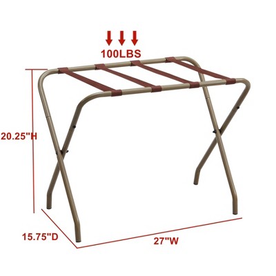 Gold and Brown Metal Folding Luggage Rack