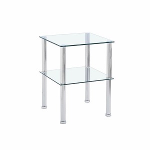 Lirago 2-Tier Clear Glass Side Table-Modern Space-Saving End Table with Double Storage Shelves for Living Room and Bedroom 17.71"Wx17.71"Lx23.62"H - 1 of 4
