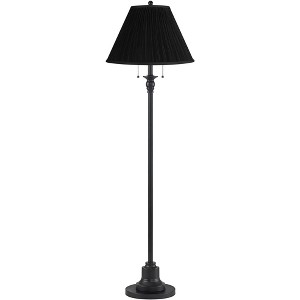 360 Lighting Dyna 58" High Black and Black Pleated Shade 2-Light Floor Lamp - 1 of 4