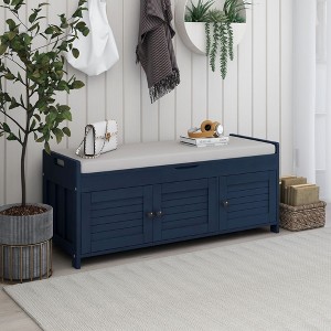 NicBex Shoe Rack Bench Shoe Storage Organizer Shutter-shaped Doors Removable Cushion Hidden Storage Space for Entryway Bedroom - 1 of 4