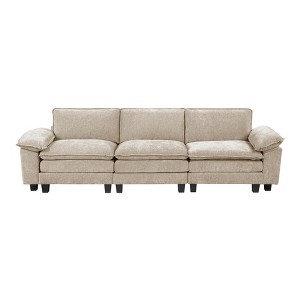 Modern Style Sofa Plush Comfort Brown Polyester Polyester Upholstery Contemporary Living Room Furniture 1pc Durable Plywood - 1 of 1