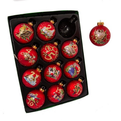 Kurt Adler Red and Gold Glass Christmas Ball Ornaments, 12-Piece Set