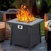28" Square Propane Fire Pit Table, 50,000 BTU Steel Outdoor Heater with Lava Rocks, Gray - 2 of 4