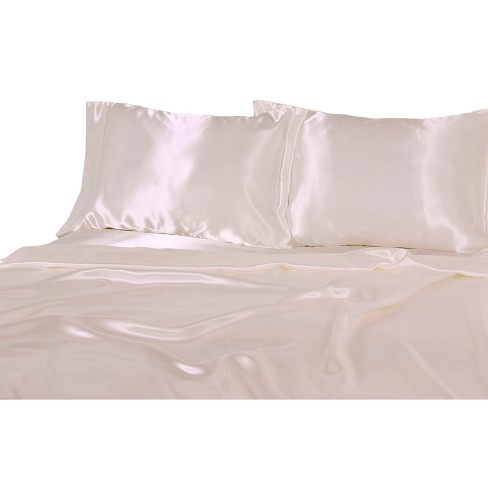 Luxury Satin 100 Polyester Woven Sheet Set Full Ivory Target