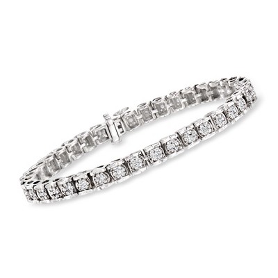 Ross-Simons 2.00 ct. t.w. Diamond Cluster Tennis Bracelet in Sterling Silver