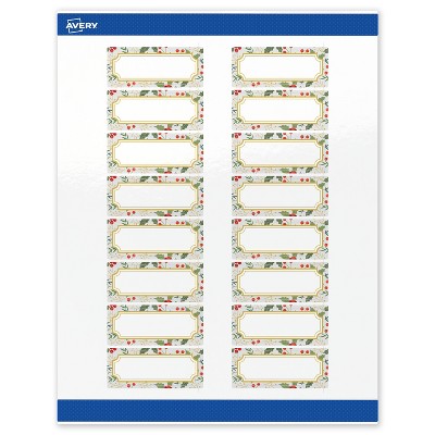 Avery Labels, 1" x 2-5/8", Gold-Blue Border Berries, Glossy, 160ct