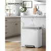 SONGMICS Kitchen Trash Can, 16 Gallon (2 x 8 Gallon) Dual Compartment Garbage Can, 60L Pedal Recycling Bin, Stainless Steel, 15 Trash Bags Included - 2 of 4