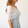 Anna-Kaci Sheer Organza Shoulder Shawl with Layered Ruffle Trim and Elegant Off-Shoulder Drape  14IN - White - 2 of 4