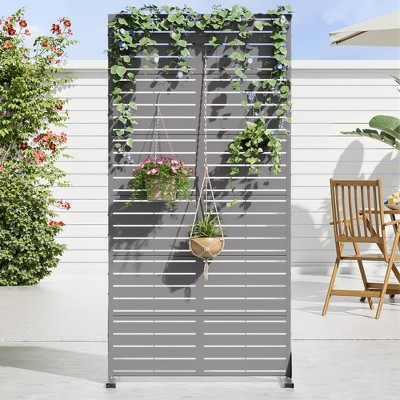 Lirago 72 in. Galvanized Metal Outdoor Privacy Screens Garden Outdoor Fence Gray