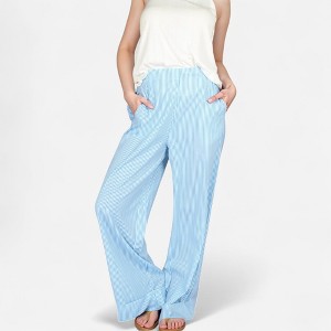 Anna-Kaci Lounge Women's Vertical Red Stripe Wide Leg Pants with High Rise Waistband and Full-Length Flowing Silhouette - 1 of 4