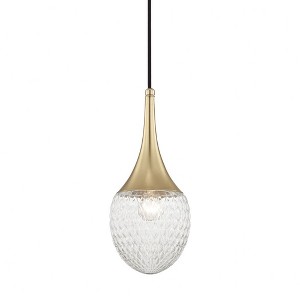 Mitzi Bella 1 - Light Pendant in  Aged Brass Clear Ribbed Shade - 1 of 3