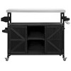 Solid Wood Rolling Kitchen Cart With Stainless Steel Top And Storage Cabinet,Kitchen Island Cart With Spice Rack And Towel Rack -Maison Boucle - 4 of 4